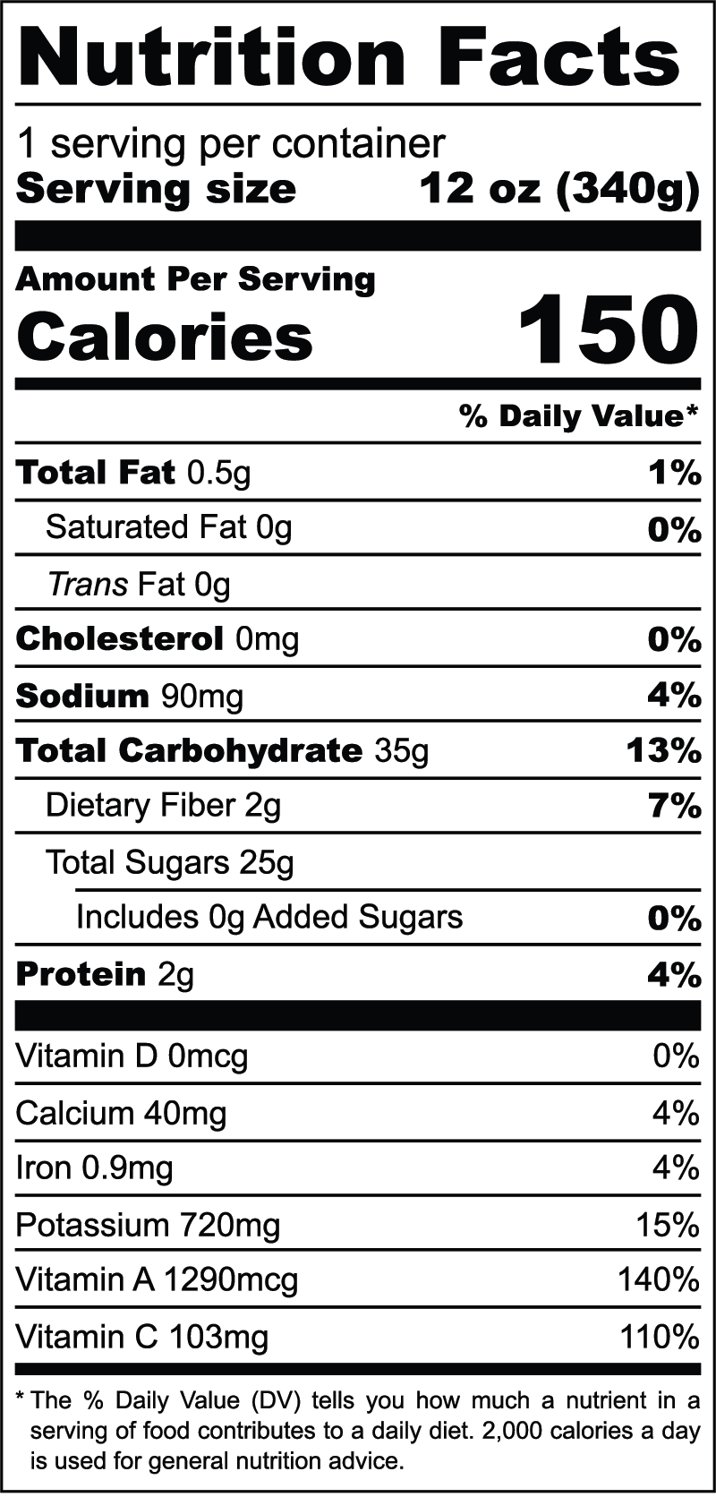 Citrus Carrot (x1) nutrition facts