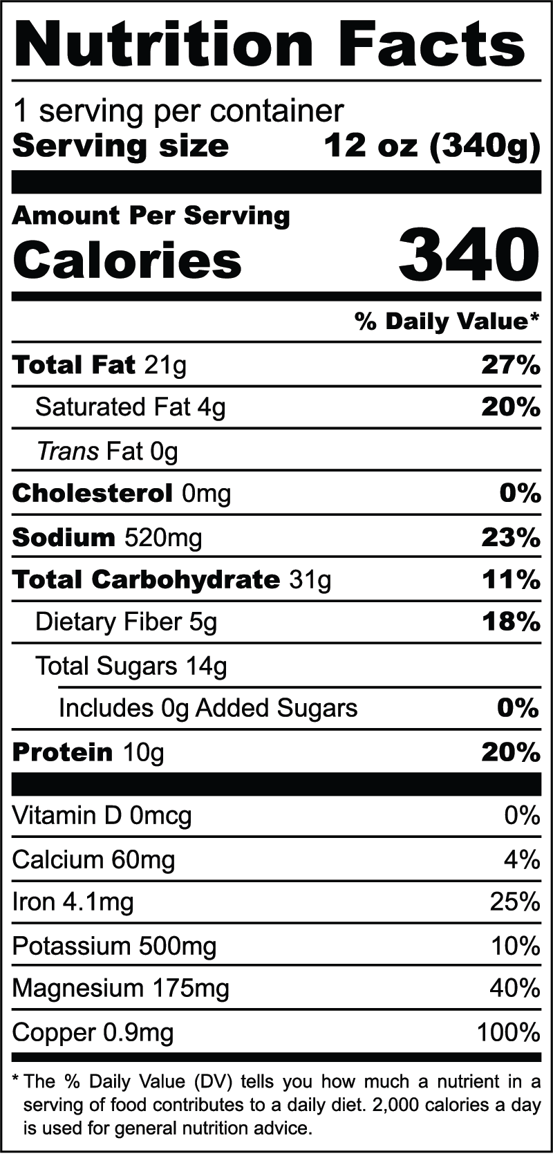 Protein Greens nutrition facts