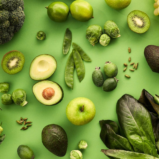 Green fruits and vegetables