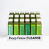 Deep Detox Cleanse features 18 bottles of green juice, including Citrus Mint, Lemony Greens, and Sweet Greens, promoting detoxification, energy boost, and healthier dieting.
