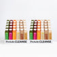 Protein Cleanse countertop displays with 30 raw generation bottles in diverse flavors, designed for fast weight loss, muscle tone, and diet reset.