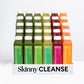 Skinny Cleanse® juice set with 24 bottles arranged by flavor in a tray, offering a nutrient-rich detox for weight loss and body reset.