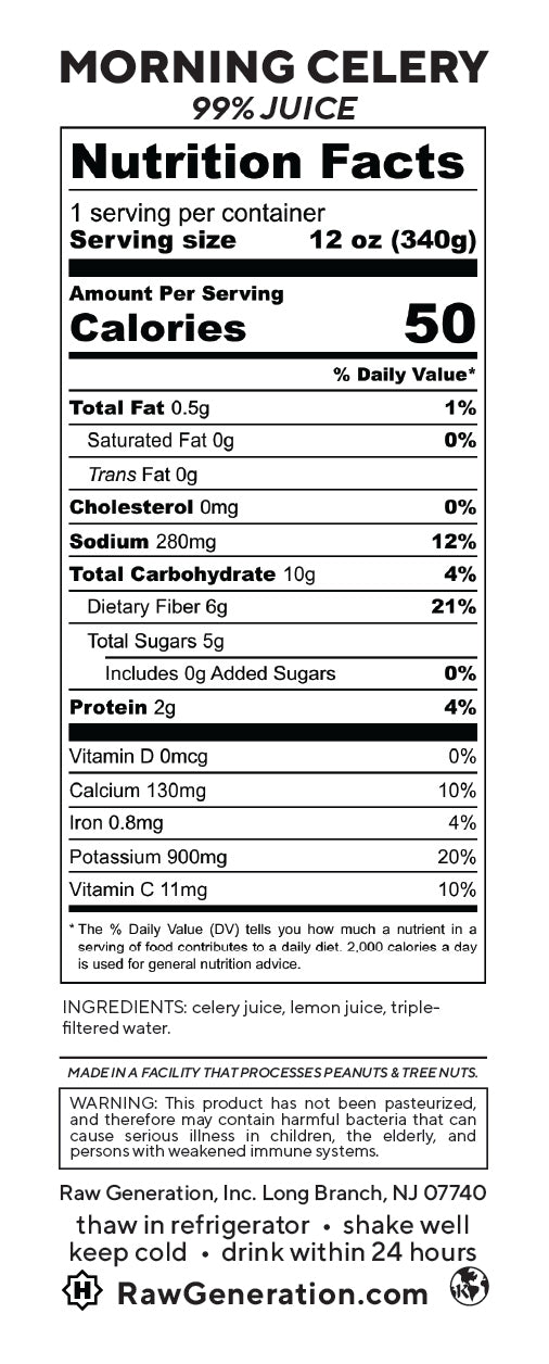 Morning Celery nutrition facts
