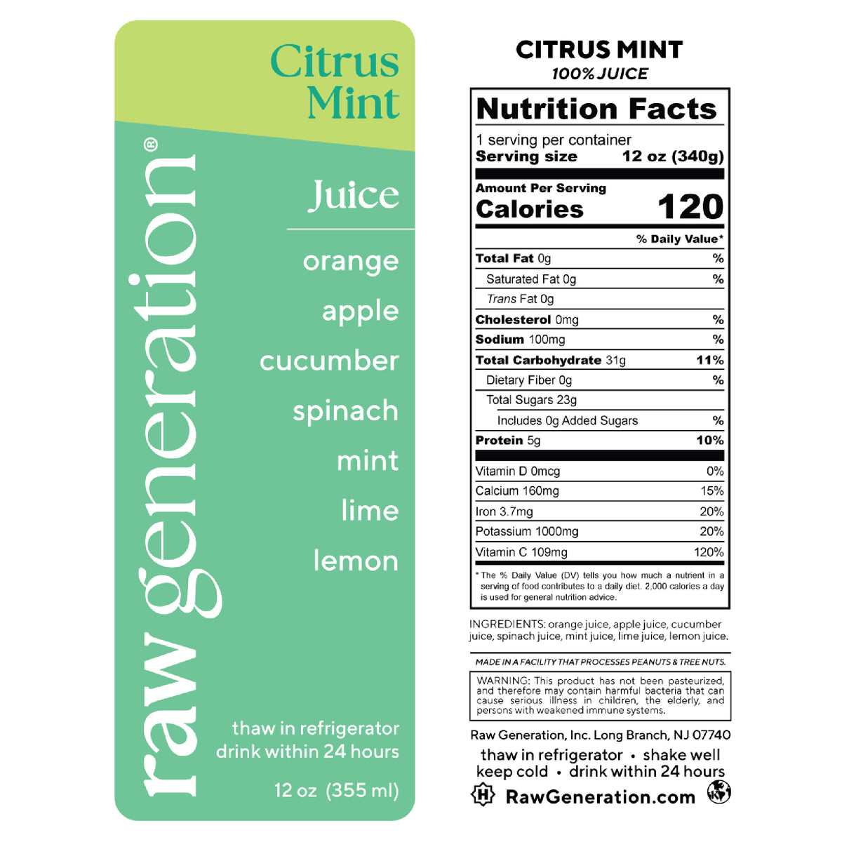 Citrus mint juice nutritional facts