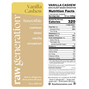Vanilla cashew smoothie label