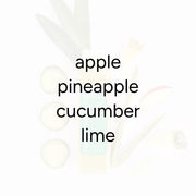 Cool Greens juice carton with slices of apple, pineapple, cucumber, and lime, highlighting benefits like fewer wrinkles and faster healing thanks to aloe vera.