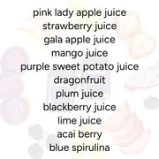 Purple Sippers for Kids (2-Count) featuring juices from Pink Lady apple, strawberry, gala apple, mango, and purple sweet potato, designed for kid-friendly flavor and pure ingredients.