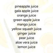 Yellow Sippers for Kids (2-Count) list juices: pineapple, gala apple, orange, green apple, mango, yellow squash, ginger, pear, aloe vera, lemon.