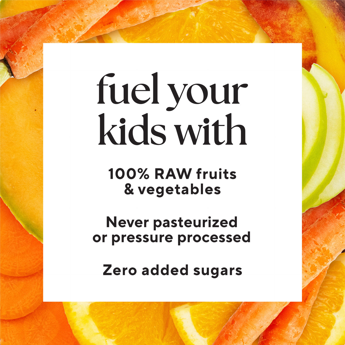 Sippers for Kids juice box featuring a colorful array of fruits, promoting a healthy, delicious way for children to consume 40 fruits and vegetables weekly.