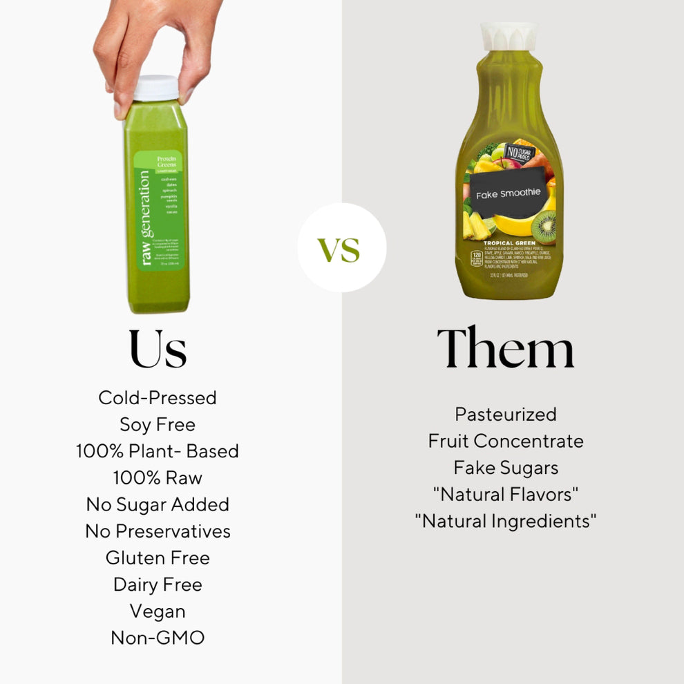 our smoothies vs other smoothies comparison chart