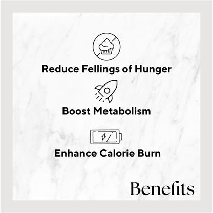 benefits: reduce feelings of hunger, boost metabolism, enhance calorie burn