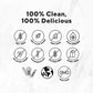 Deep Detox Cleanse marketing graphic with icons highlighting soy-free, plant-based, raw, cold-pressed, no sugar, gluten, or dairy, featuring vegan, kosher, and non-GMO certifications.