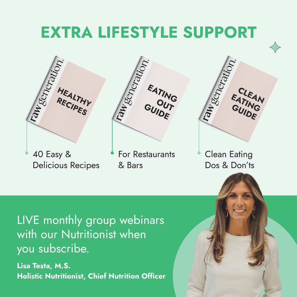 Promotional graphic for Detox Method™ featuring e-books on healthy living, subscription details, and webinars with nutritionist Lisa Testa M.S. for enhanced lifestyle and detox support.