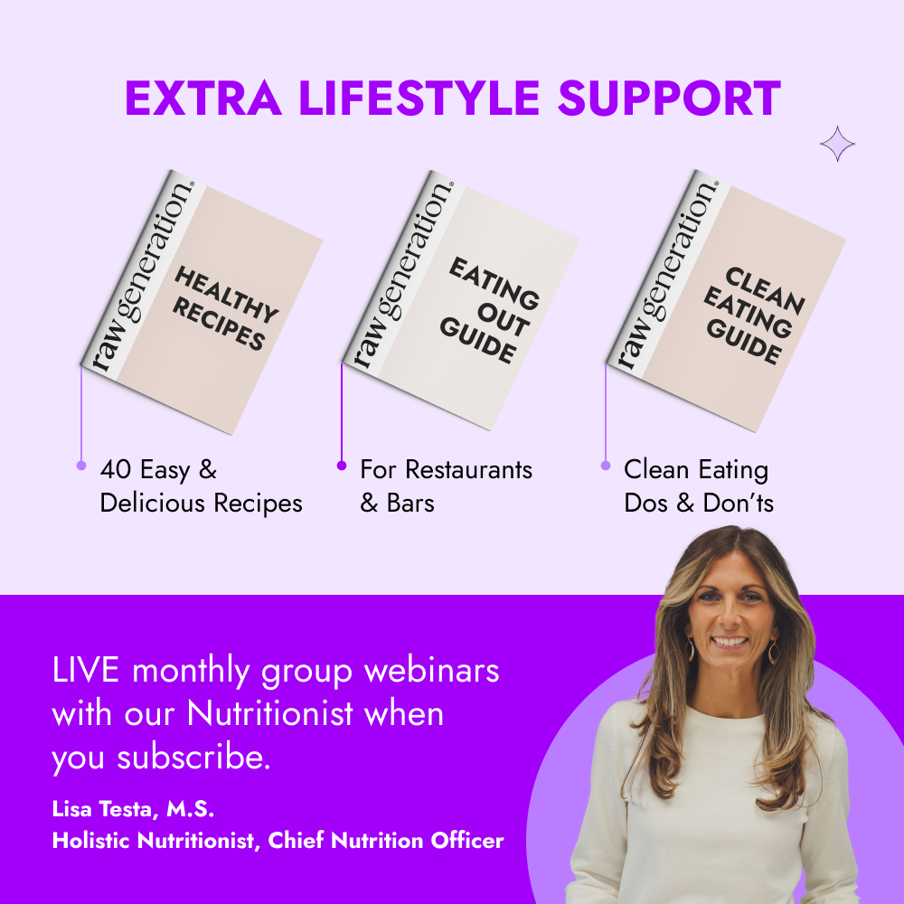 Promotional graphic for Skinny Method™ featuring recipe booklets on clean eating and dining out, plus nutritionist-led webinars with Lisa Testa M.S. for ongoing weight management support.