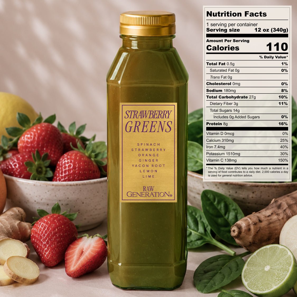 Strawberry Greens Juice - Raw Generation