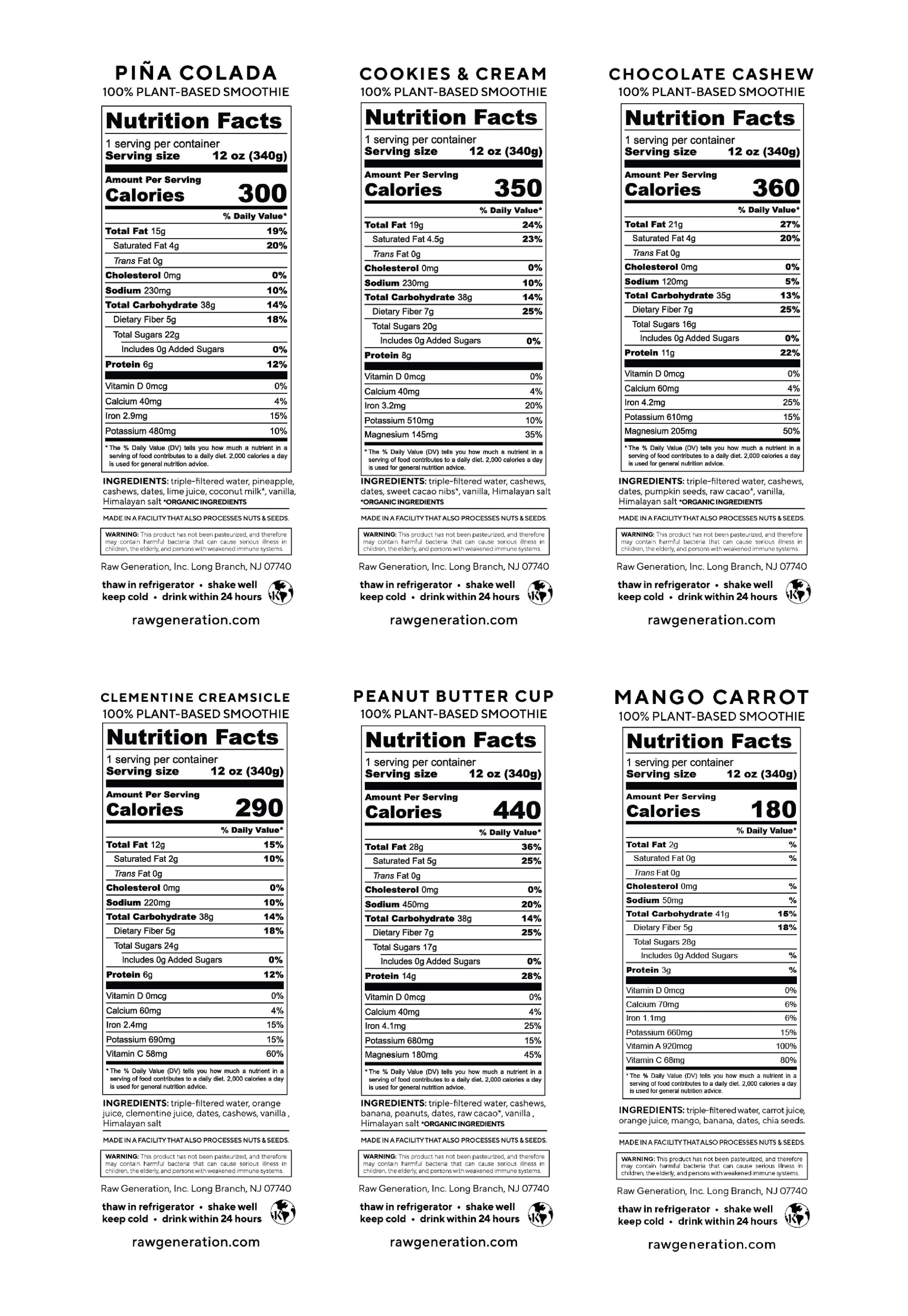 Nutrition labels for Higher Fiber Pack