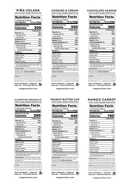 Nutrition labels for Higher Fiber Pack