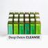 Deep Detox Cleanse kit with 15 green juice bottles, featuring varieties like Citrus Mint, Lemony Greens, and more, promoting detoxification and improved health.