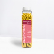 Metabolism Boost Capsules by raw generation®: Clear bottle with 180 vegan capsules, featuring berberine, L-carnitine, and Ceylon cinnamon for enhancing metabolism and weight loss.