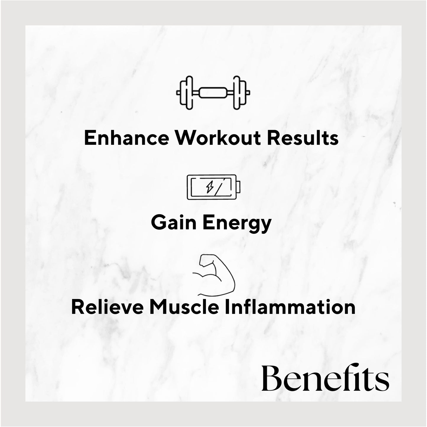 enhance workout results, gain energy, relieve muscle inflammation