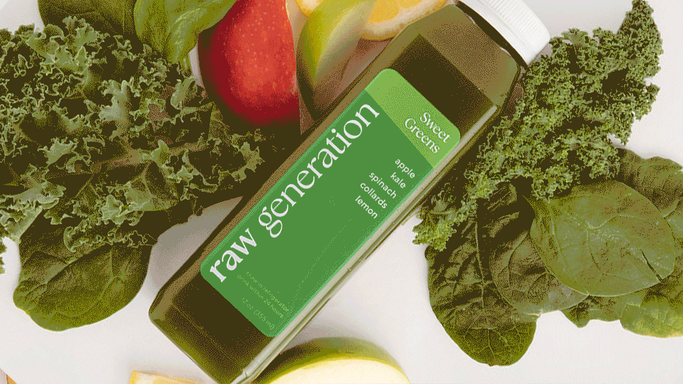 Protein Cleanse bottle surrounded by fresh fruits and leafy vegetables, highlighting its natural ingredients and high protein content.