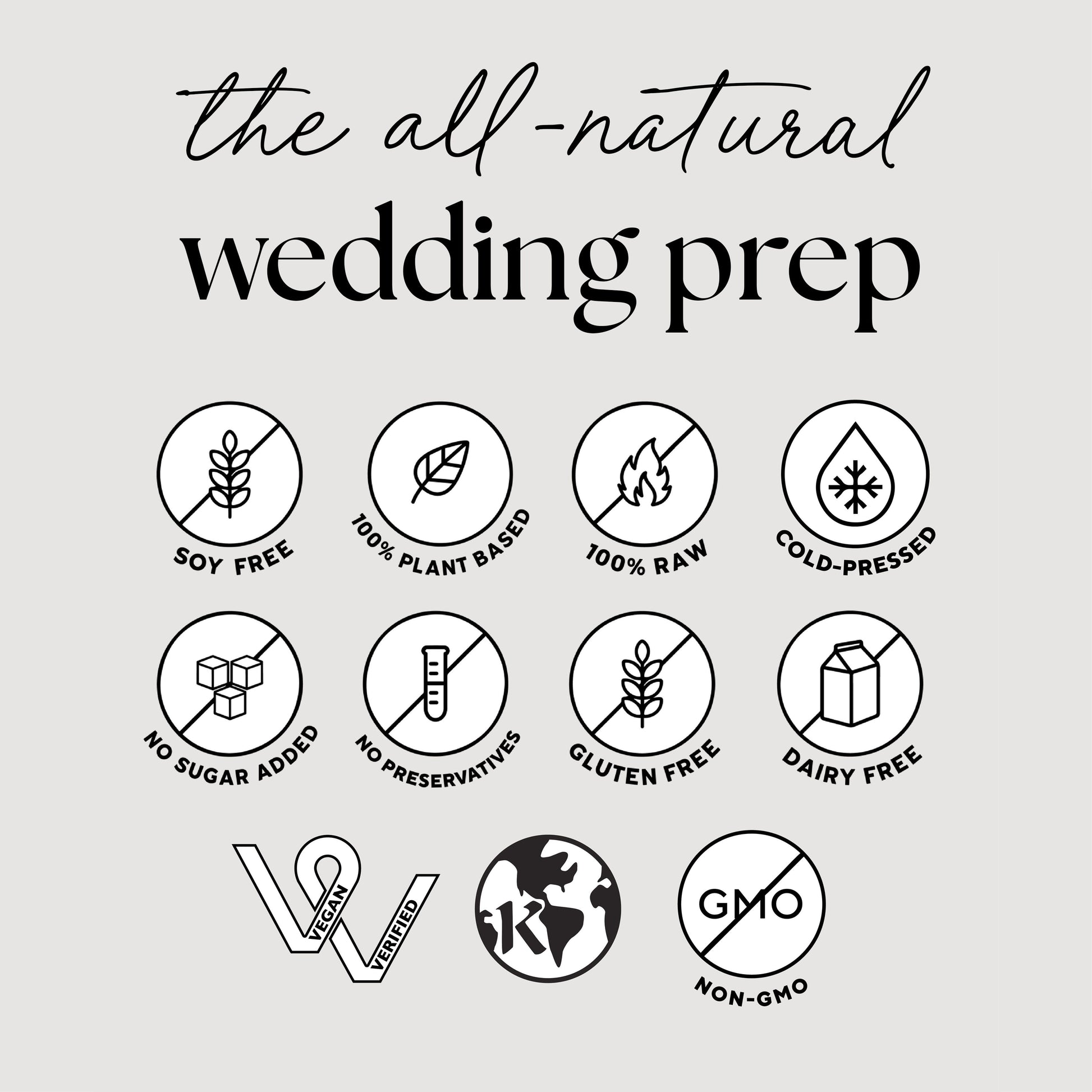 Bridal Reset logo featuring a black and white globe, a wheat plant symbol, and a test tube sign, emphasizing health and beauty benefits for brides.
