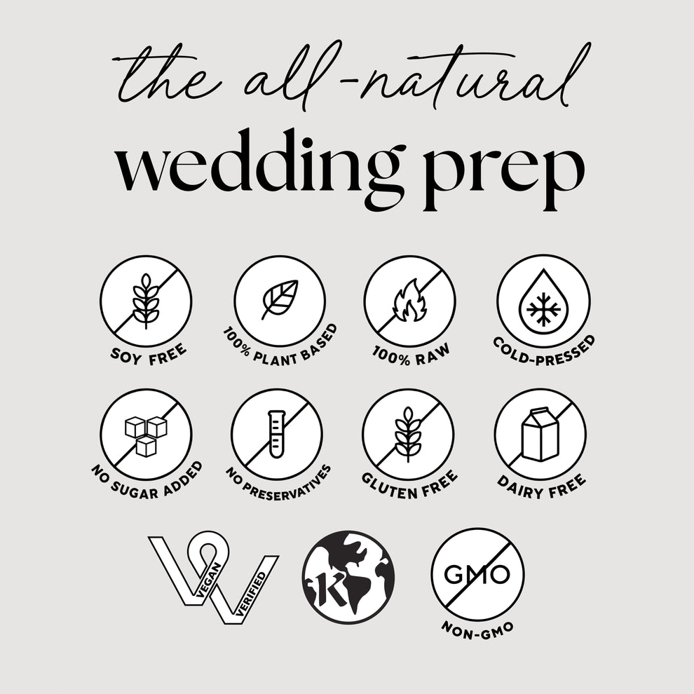 Bridal Reset logo featuring a black and white globe, a wheat plant symbol, and a test tube sign, emphasizing health and beauty benefits for brides.
