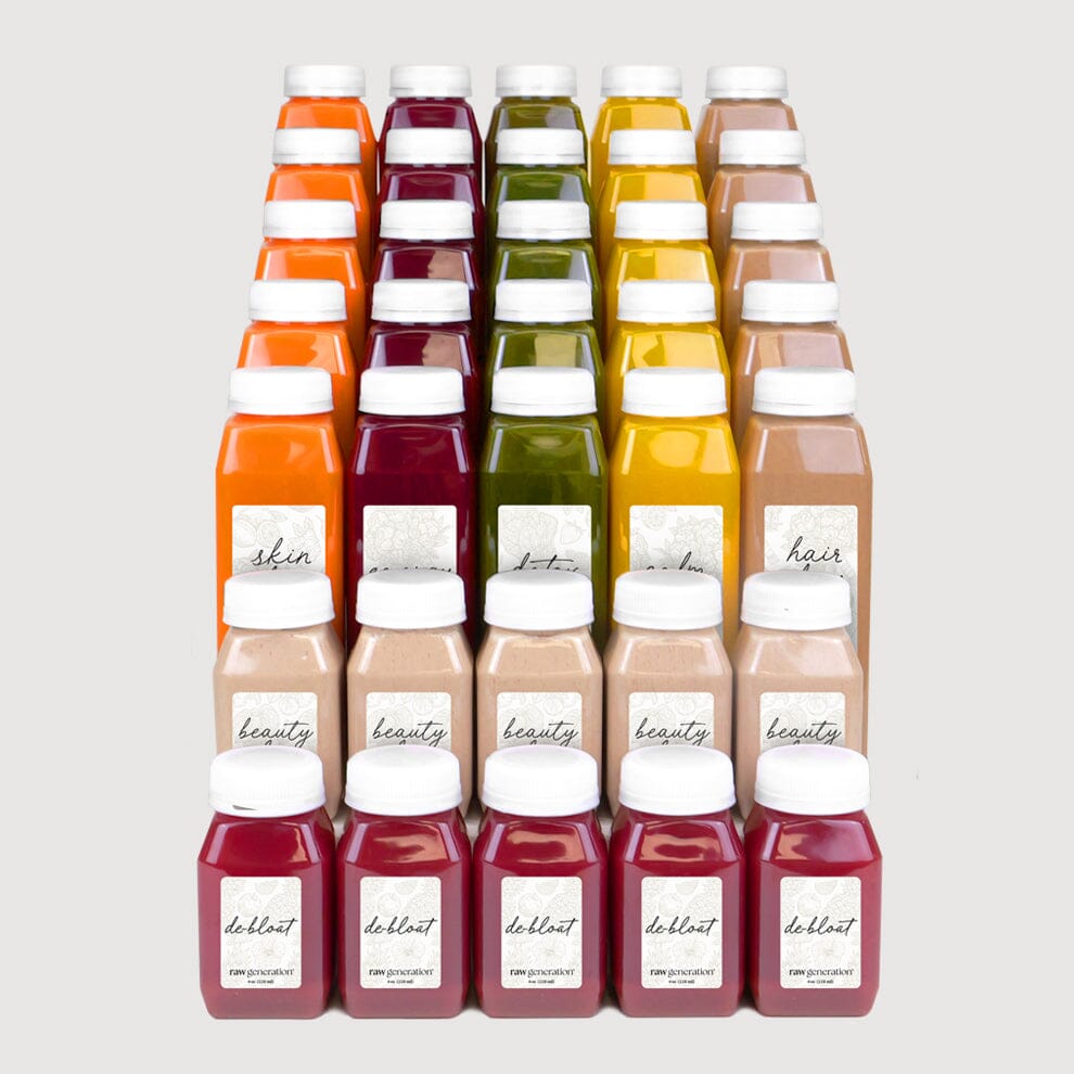 Bridal Reset bottles grouped, showcasing functional drinks crafted for brides, promoting beauty and wellness with natural ingredients for glowing skin and boosted energy.