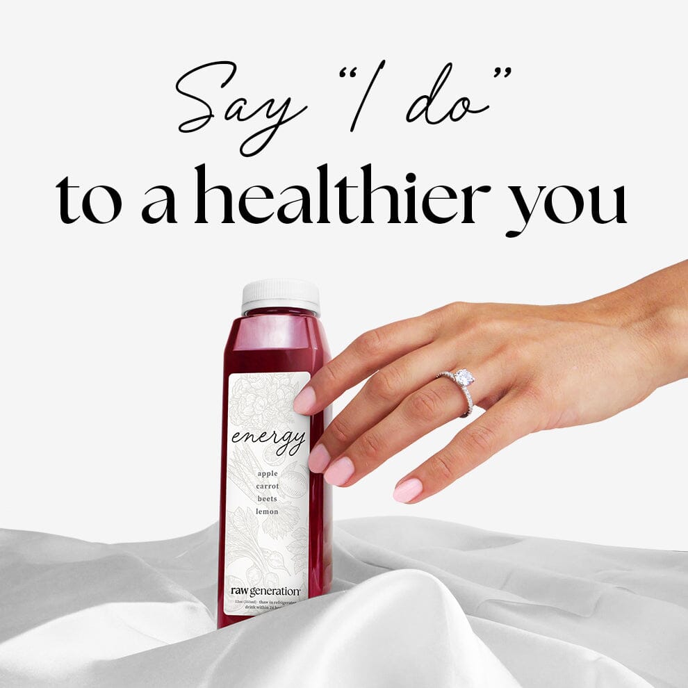 Hand displaying Bridal Reset bottle, highlighting a diamond ring, symbolizing bridal beauty support with natural ingredients for energy, glowing skin, and stress relief.