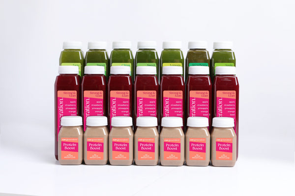 Protein Method™ bottles, grouped, showcasing nutrient-rich shakes for varied workout days, ensuring balanced, clean nutrition with high-quality, whole-food ingredients.