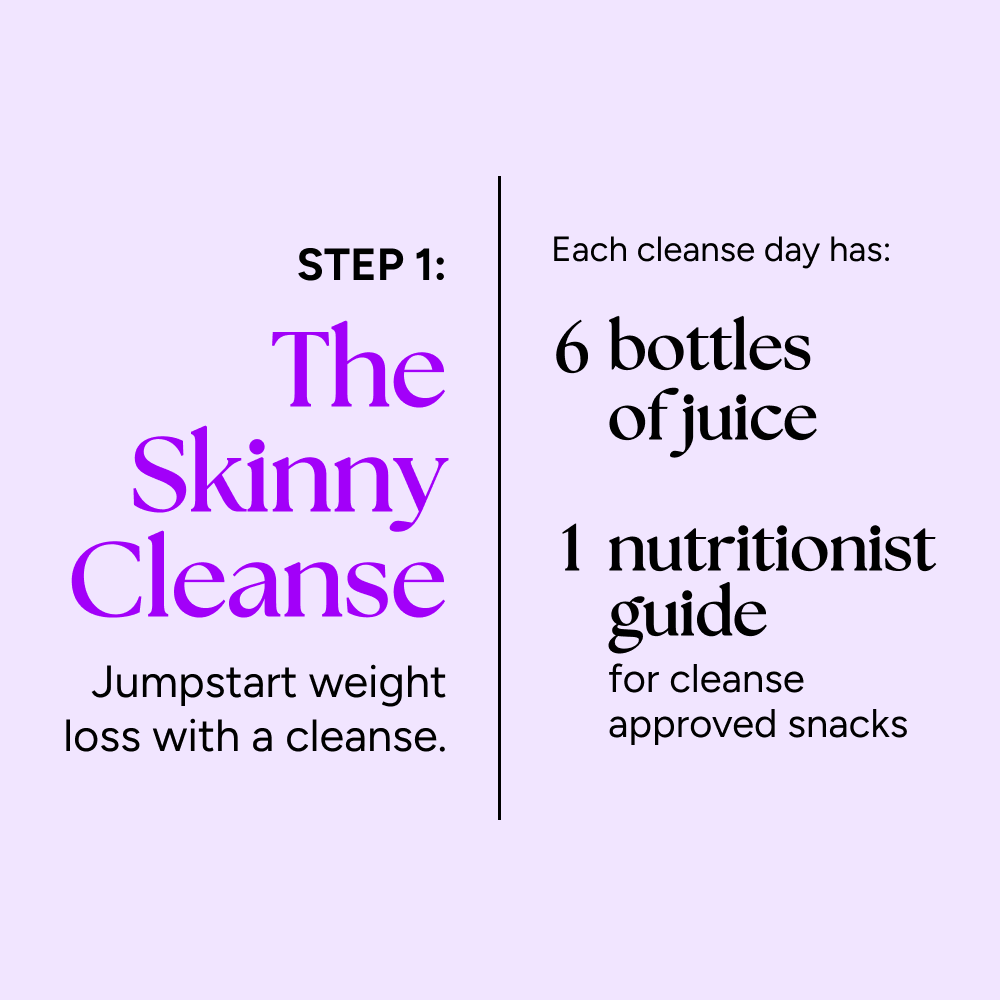 Skinny Cleanse® + Stay Skinny Method™ Bundle: Includes 6 juice bottles, nutritionist guide; promotes fast weight loss and helps maintain results without calorie counting or extreme dieting.