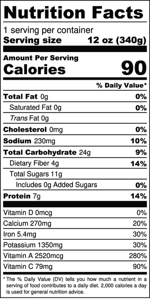 Apple Celery nutrition facts label