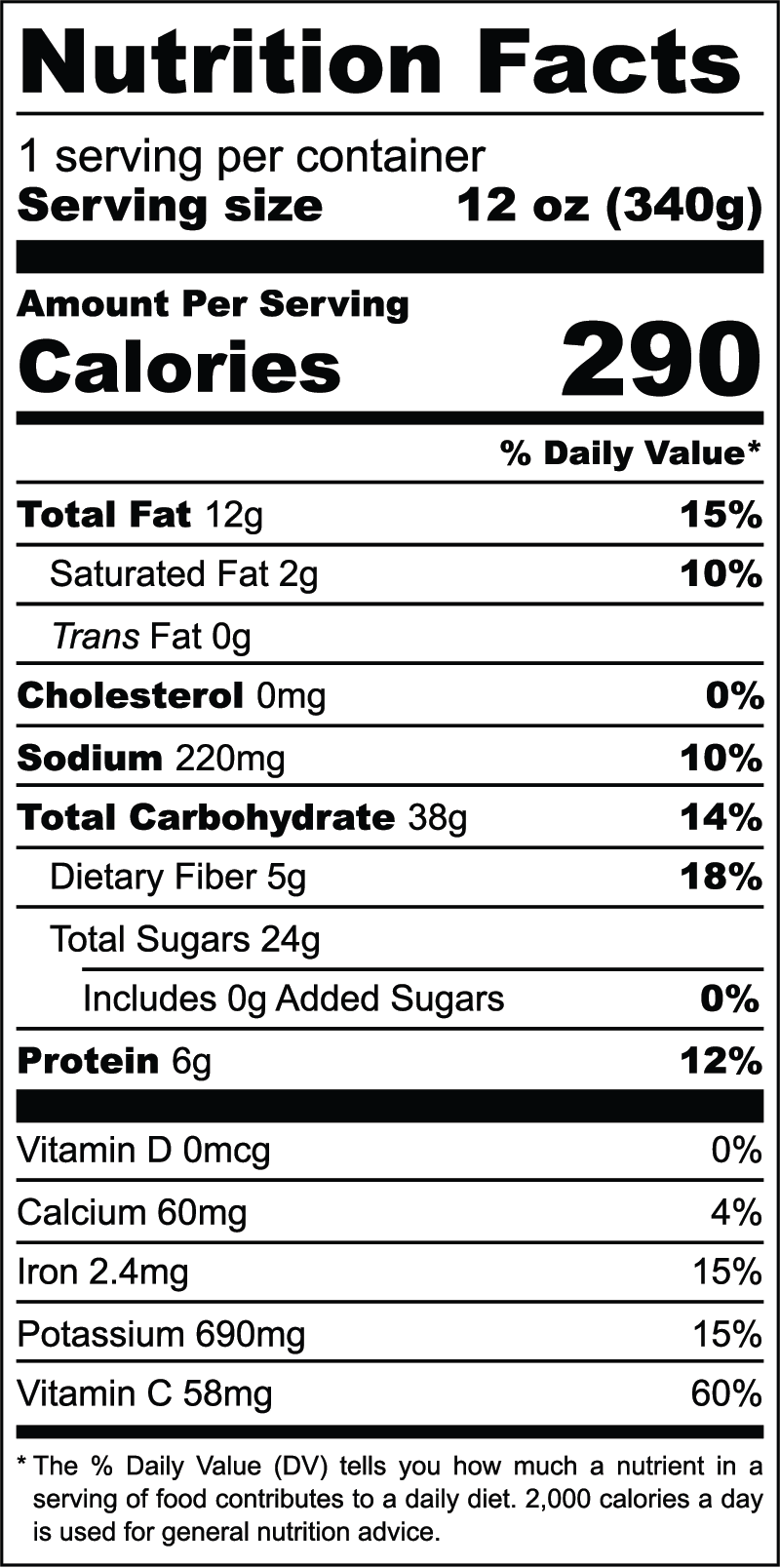 Clementine Creamsicle nutrition facts