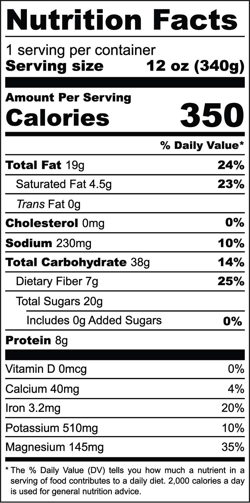 Cookies and Cream nutrition facts