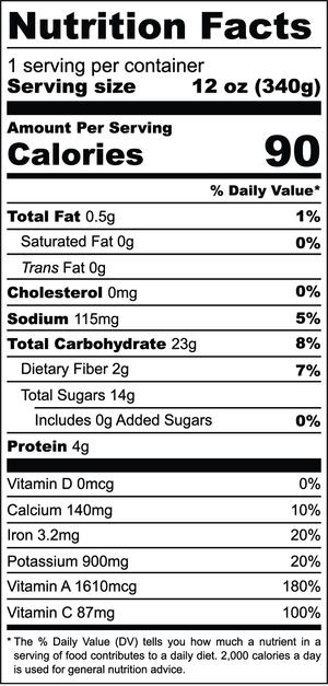 Mellow Melon nutrition facts label