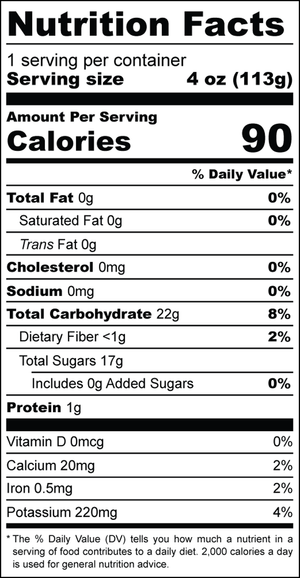 Skinny Boost nutrition facts label