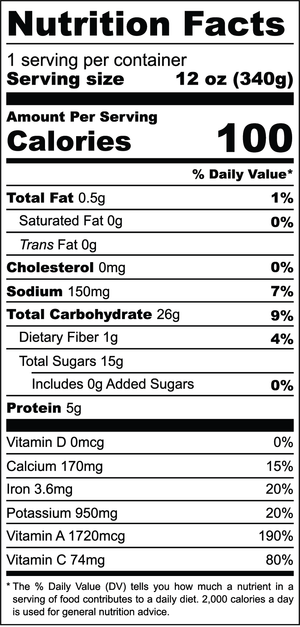 Tarte Greens nutrition facts label