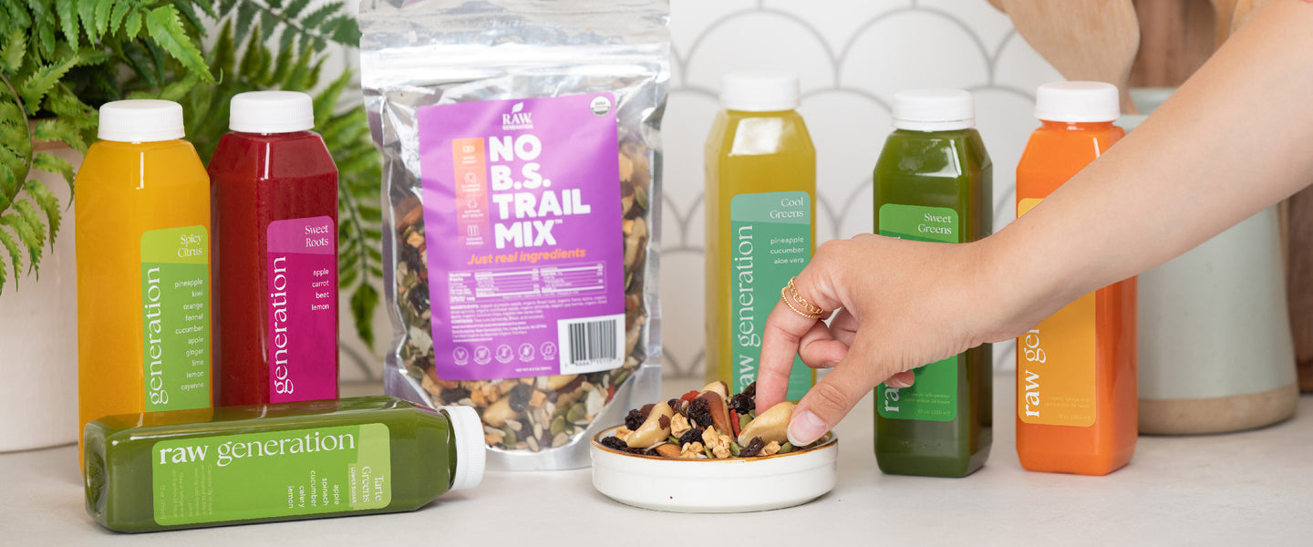 juices and trail mix