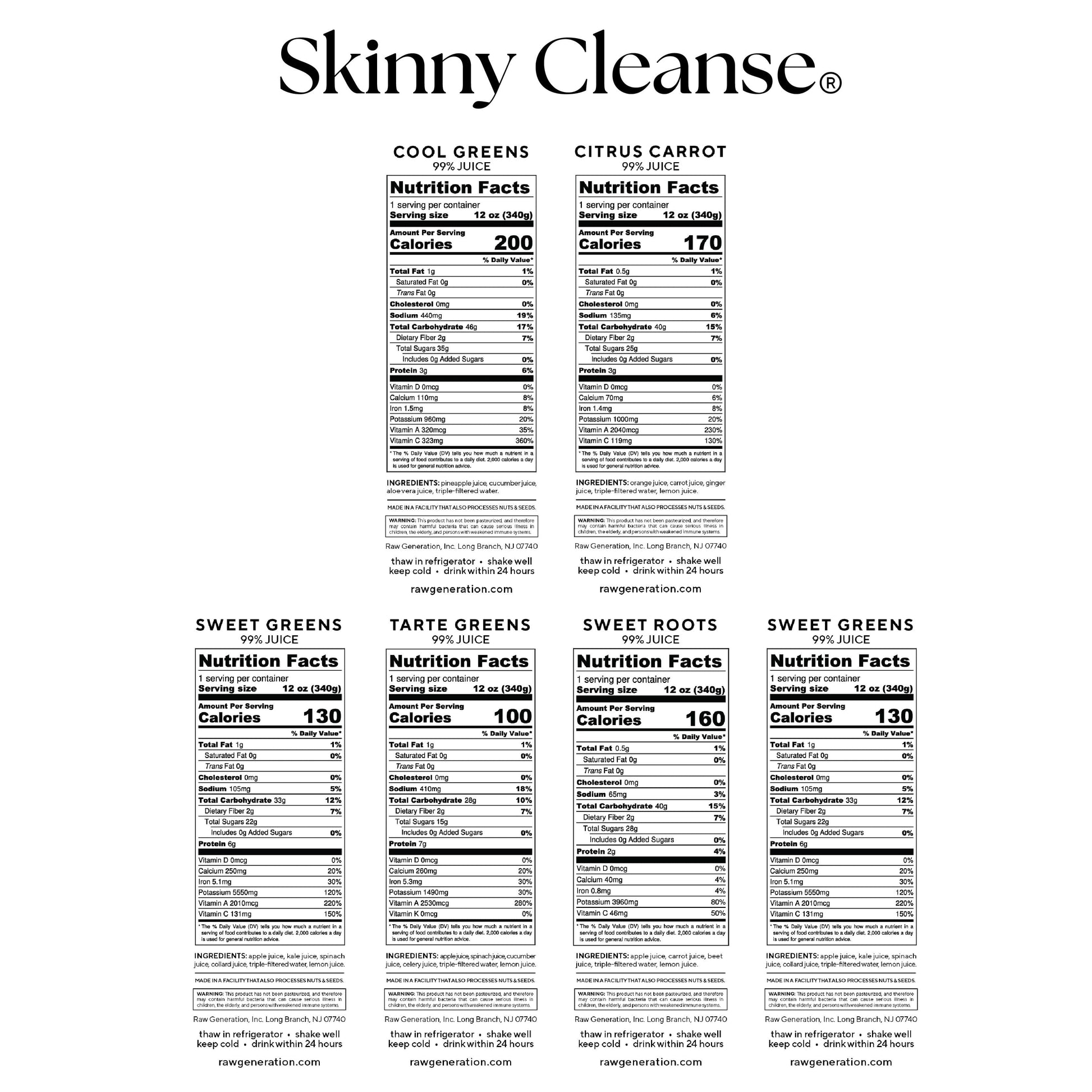 Skinny Cleanse nutrition facts. 