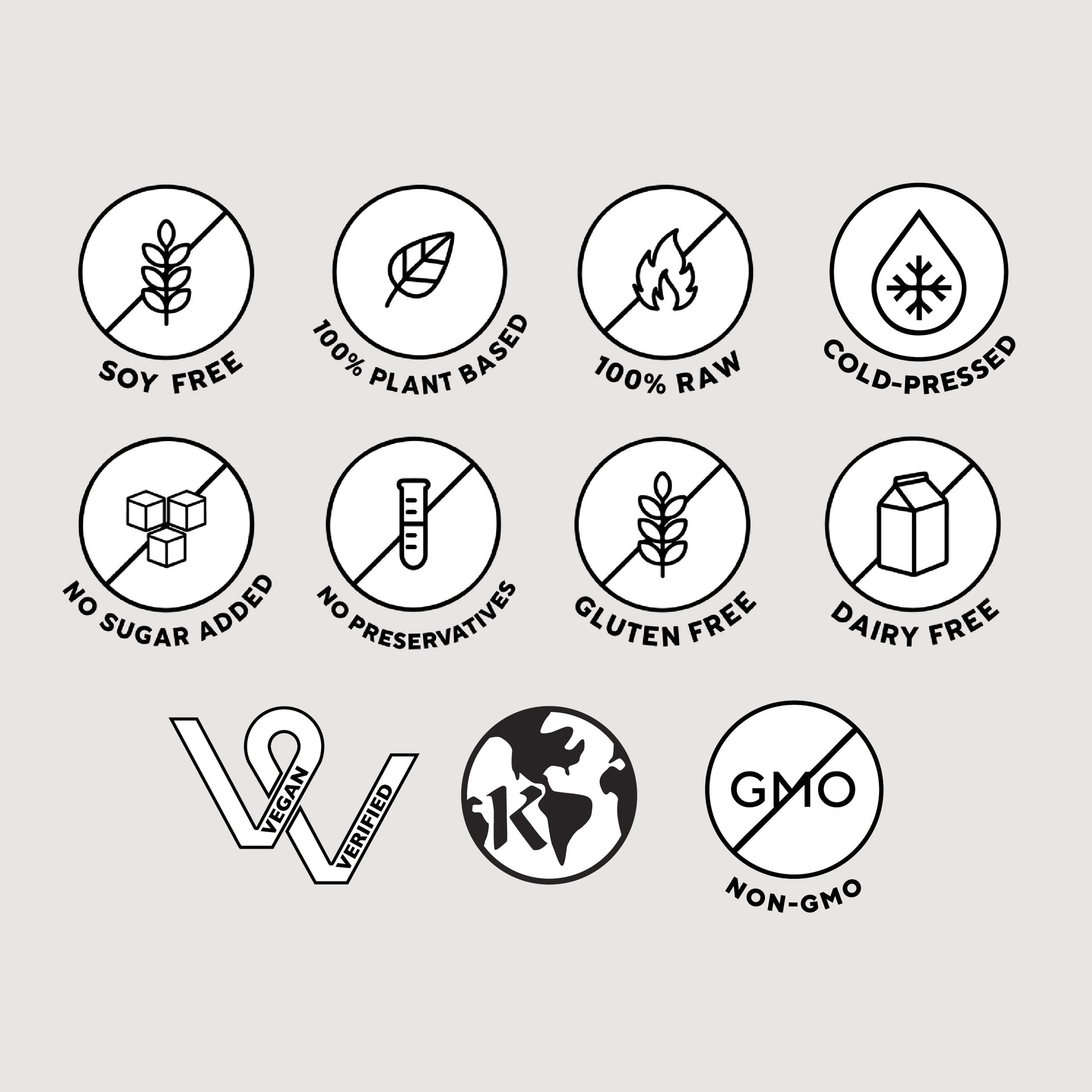 Almost-Perfect Citrus Carrot juice set, featuring icons like no fire sign and leaf, indicating eco-friendly and chemical-free attributes.