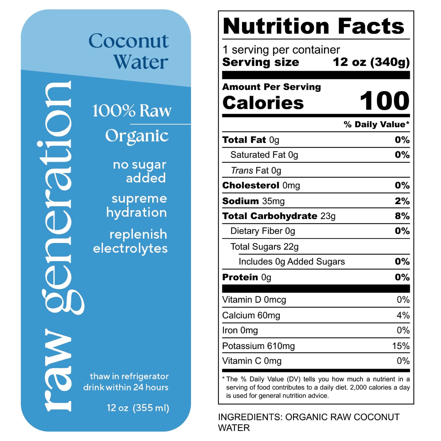 coconut water front and back label