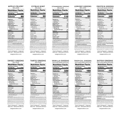 Green Routine nutrition facts.