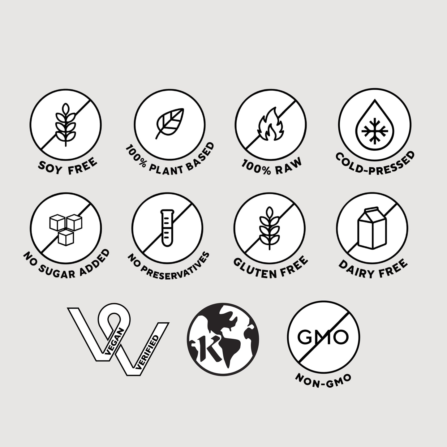 Sweet Greens Juice icons depicting eco-friendly and chemical-free symbols, highlighting its nutrient-rich ingredients like apples, kale, spinach, and collards for healthy consumption.
