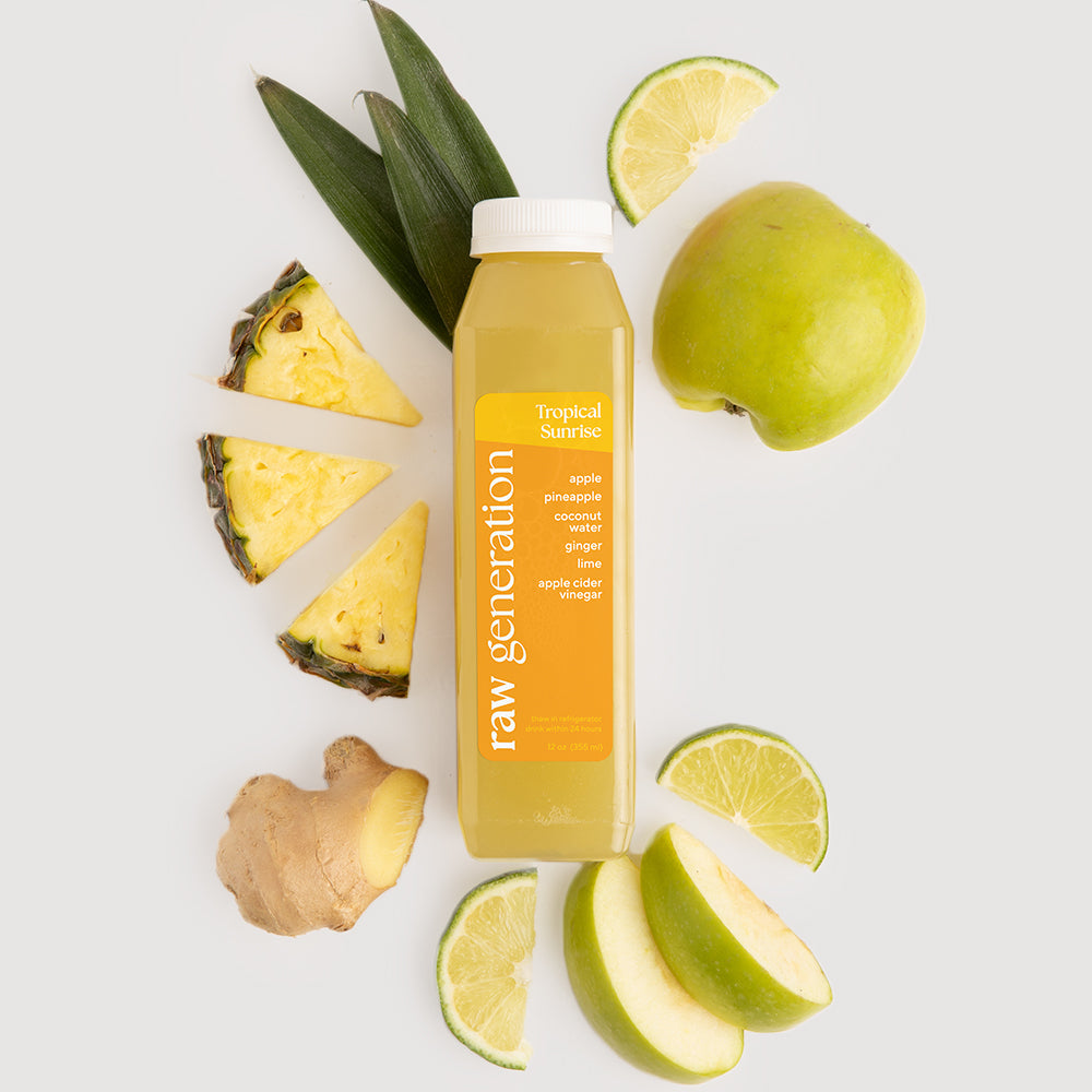 Tropical Sunrise with pineapple, ginger, lime, and apple